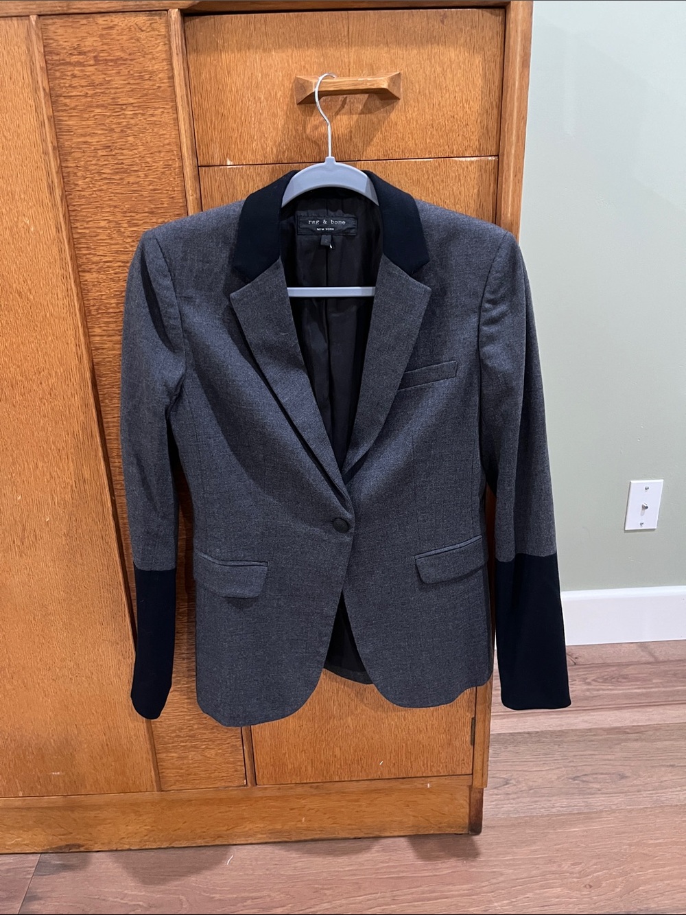 rag & bone Gray Blazer with Navy Trim